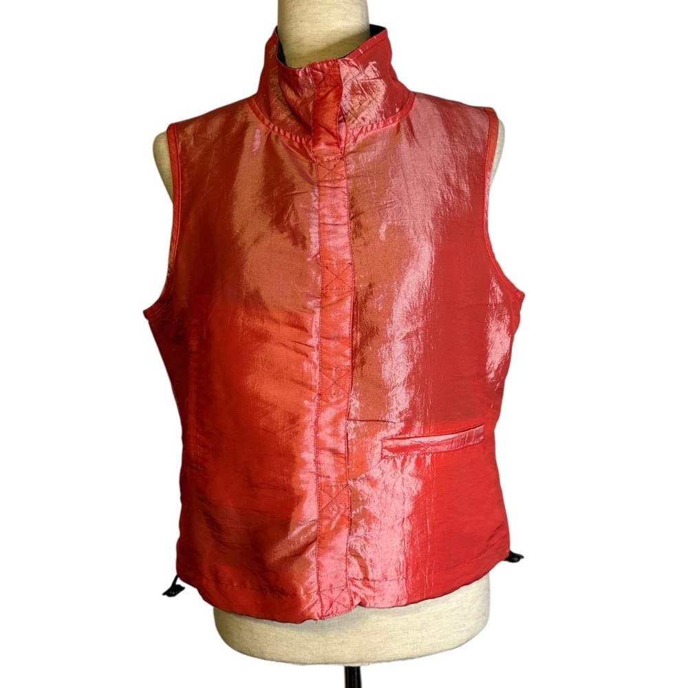 Blanc Noir Coral Pink Iridescent Sporty Utility Vest Large Vintage‎ Hong Kong